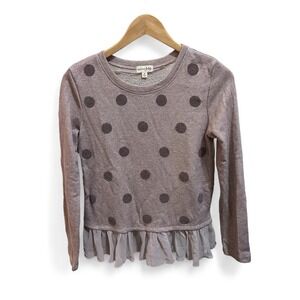 Maison‎ Jules Polka Dot Beige Sweater with Ruffle Hem S